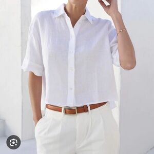 AYR Book Club white linen cropped shirt small